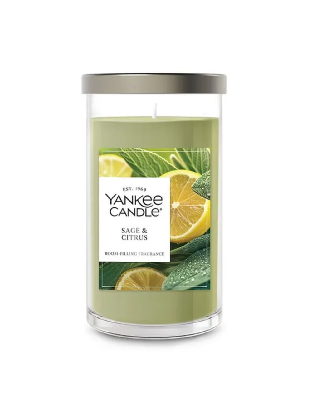 Yankee Candle NWT 14.25oz Sage & Citrus Glass Tumbler With Metal Lid In Green
